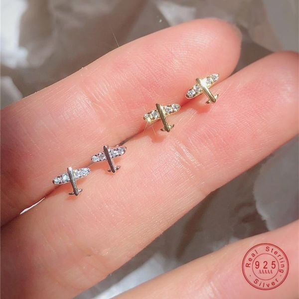 stud 925 sterling silver korean small crystal airplane plating 14k gold earrings women creative personality all-match jewelry, Golden;silver
stud 925 sterling silver korean small crystal airplane plating 14k gold earrings women creative personality all-match jewelry, Golden;silver