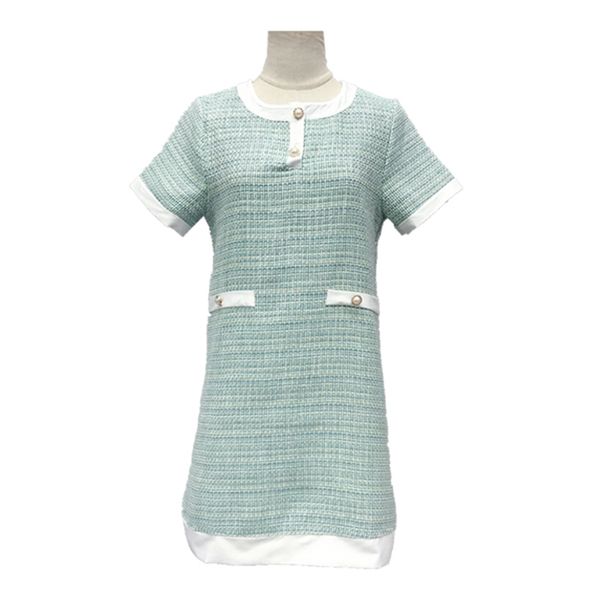 tweed plaid dress elegant straight es light green short sleeve o neck button office lady mini d1301 210514, Black;gray
tweed plaid dress elegant straight es light green short sleeve o neck button office lady mini d1301 210514, Black;gray