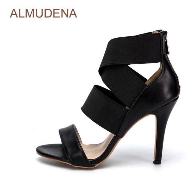 unique design black leather wide elastic band patchwork dress sandals strechy cross strappy gladiator shoes thin heels
unique design black leather wide elastic band patchwork dress sandals strechy cross strappy gladiator shoes thin heels