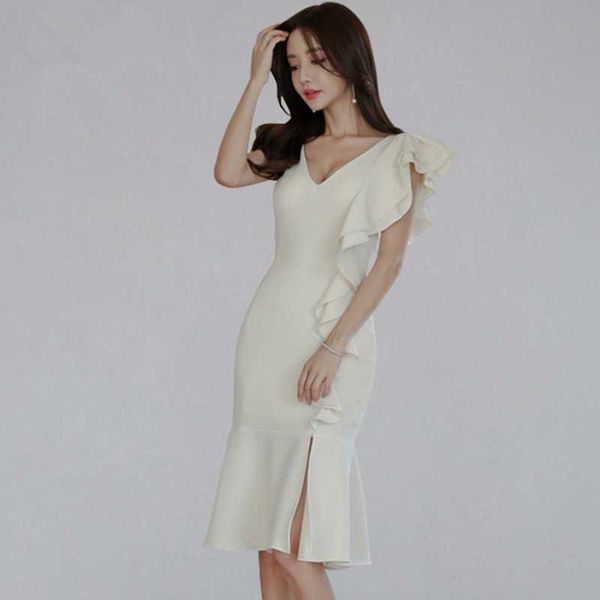 summer ruffles mermaid bodycon dress women solid color elegant tank dresses ol special occasion fitted vestidos 210525, Black;gray
summer ruffles mermaid bodycon dress women solid color elegant tank dresses ol special occasion fitted vestidos 210525, Black;gray