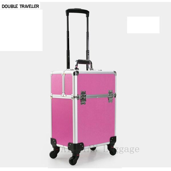 trolley luggage make up organizer suitcase cosmetic bag makeup travel rolling large multi-layer beauty case bags & cases