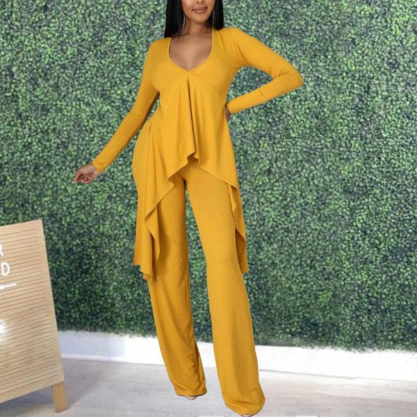 women's two piece pants v-neck solid women sets irregular hem long sleeve suits straight cozy loungewear winter outfits for female, White
women's two piece pants v-neck solid women sets irregular hem long sleeve suits straight cozy loungewear winter outfits for female, White