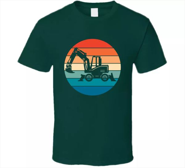 excavator sunset tee cat boom dipper bucket and cab on a rotating t shirt new, White;black
excavator sunset tee cat boom dipper bucket and cab on a rotating t shirt new, White;black
