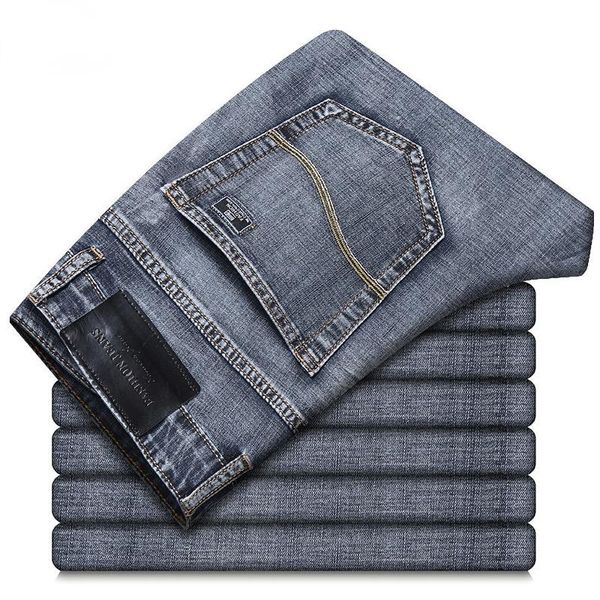 men's jeans slim straight denim thin classic brand embroidery 2021 spring/summer cotton stretch lightweight casual gray, Blue
men's jeans slim straight denim thin classic brand embroidery 2021 spring/summer cotton stretch lightweight casual gray, Blue