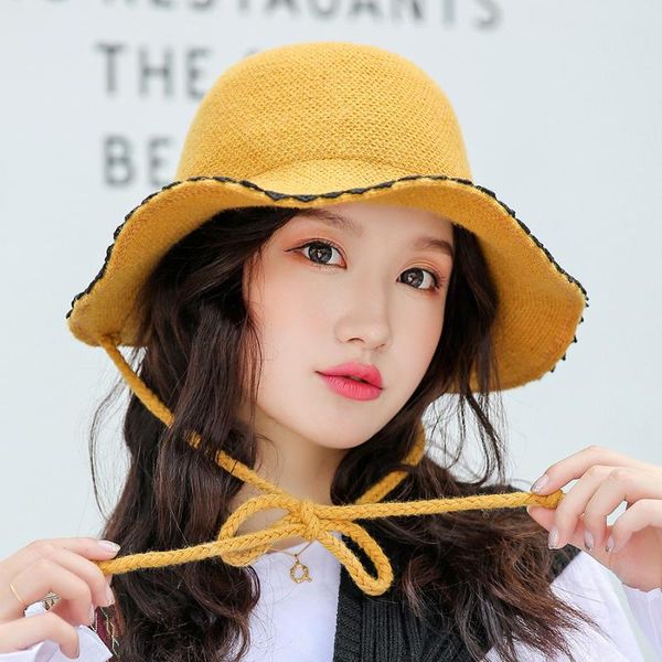 wide brim hats yqyxcy bucket hat women winter autumn wool knitted fisherman cap with windproof rope female solid gorro korean retro 2021, Blue;gray
wide brim hats yqyxcy bucket hat women winter autumn wool knitted fisherman cap with windproof rope female solid gorro korean retro 2021, Blue;gray