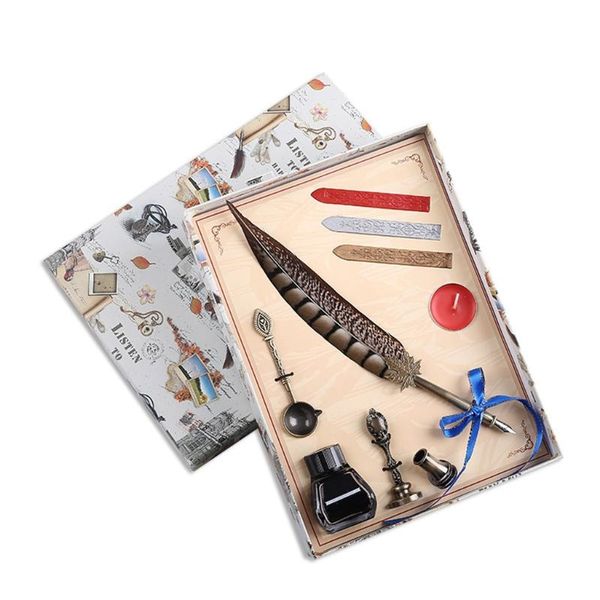 luxury vintage feather dip calligraphy fountain pen writing ink set stationery p pens
luxury vintage feather dip calligraphy fountain pen writing ink set stationery p pens