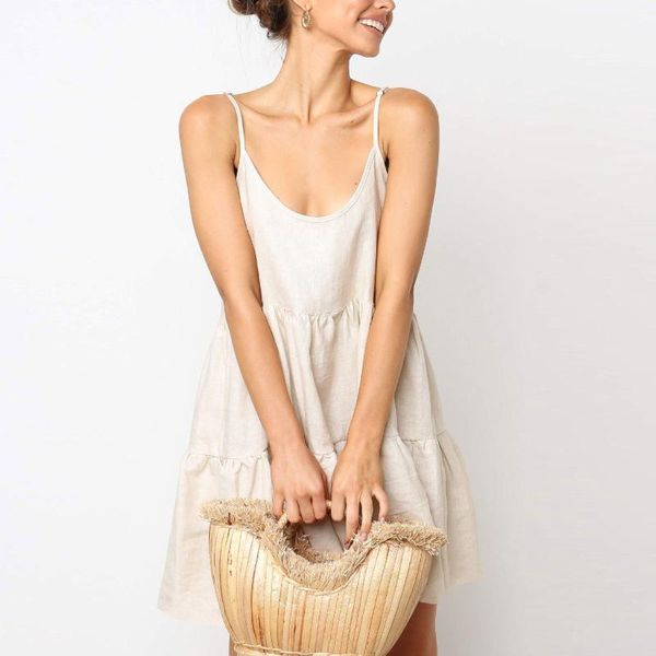 casual dresses f# elegant pleated dress woman solid color spaghetti strap o-neck ruffle sleeveless drees clothing loose mini 2021, Black;gray
casual dresses f# elegant pleated dress woman solid color spaghetti strap o-neck ruffle sleeveless drees clothing loose mini 2021, Black;gray