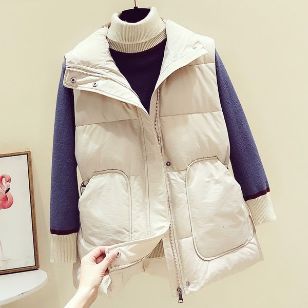 vests 2021 korean temperament solid stand collar waist lace up thickened down vt short women's sleevels cotton et, Black;white
vests 2021 korean temperament solid stand collar waist lace up thickened down vt short women's sleevels cotton et, Black;white