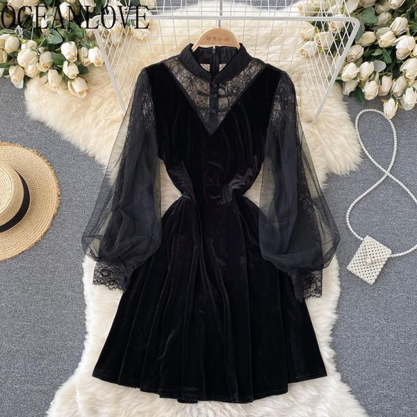 casual dresses oceanlove velvet women mesh lace patchwork autumn winter vestidos korean stand collar puff sleeve robe femme black, Black;gray
casual dresses oceanlove velvet women mesh lace patchwork autumn winter vestidos korean stand collar puff sleeve robe femme black, Black;gray