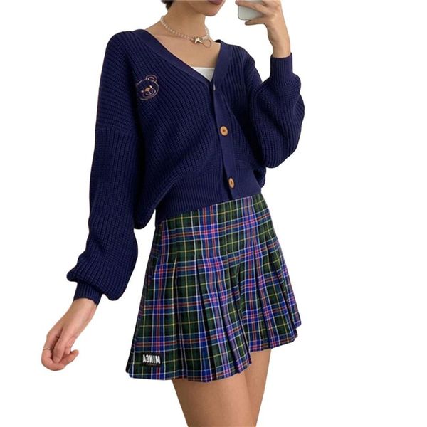 women's knits & tees xingqing 2021 sweater autumn white knitted cardigan cute bear pattern coat female clothes v neck button
women's knits & tees xingqing 2021 sweater autumn white knitted cardigan cute bear pattern coat female clothes v neck button