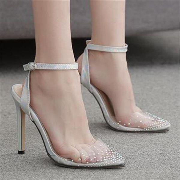 sandals brand women summer shoes pointed toe pvc 11cm thin heels high buckle strap rhinestones bling size35-42, Black
sandals brand women summer shoes pointed toe pvc 11cm thin heels high buckle strap rhinestones bling size35-42, Black