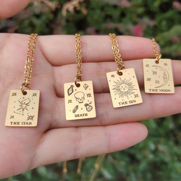 chains sun moon star tarot cards necklace for women vintage gold plated stainless steel pendant lucky amulet gifts, Silver
chains sun moon star tarot cards necklace for women vintage gold plated stainless steel pendant lucky amulet gifts, Silver