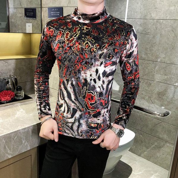 men's t-shirts leopard printed tee long-sleeved slim fit men t shirt luxury turtleneck royal streetwear club outfits, White;black
men's t-shirts leopard printed tee long-sleeved slim fit men t shirt luxury turtleneck royal streetwear club outfits, White;black