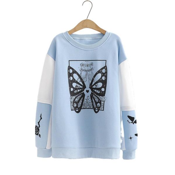 women's hoodies & sweatshirts blue women cartoon butterfly print patchwork pullover 2021 autumn long sleeve o-neck cotton tracksuits, Black
women's hoodies & sweatshirts blue women cartoon butterfly print patchwork pullover 2021 autumn long sleeve o-neck cotton tracksuits, Black