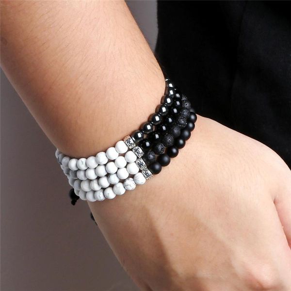 beaded, strands simple women braided bracelet 6mm white turquoises natural stone beaded adjustable handmade bracelets for men jewelry pulser, Black 
beaded, strands simple women braided bracelet 6mm white turquoises natural stone beaded adjustable handmade bracelets for men jewelry pulser, Black