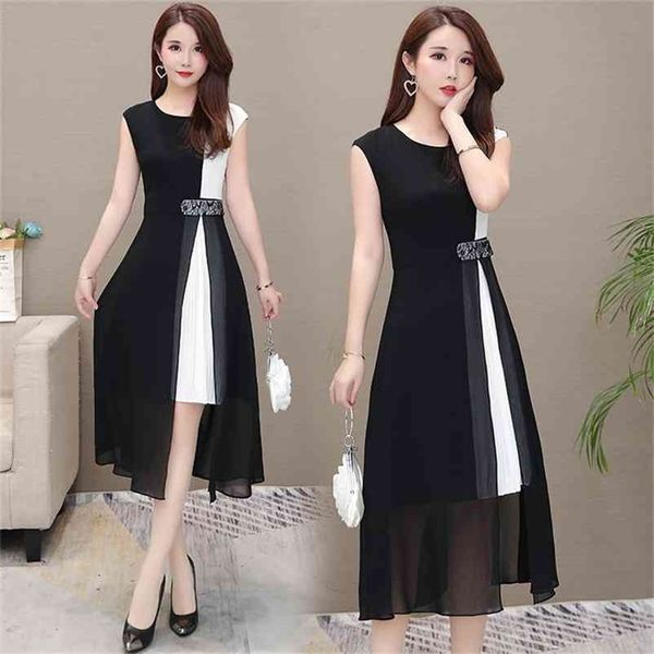 l-5xl summer dot print chiffon dress women plus size sleeveless o-neck dresses vintage office elegant party vestidos mujer 210331, Black;gray
l-5xl summer dot print chiffon dress women plus size sleeveless o-neck dresses vintage office elegant party vestidos mujer 210331, Black;gray