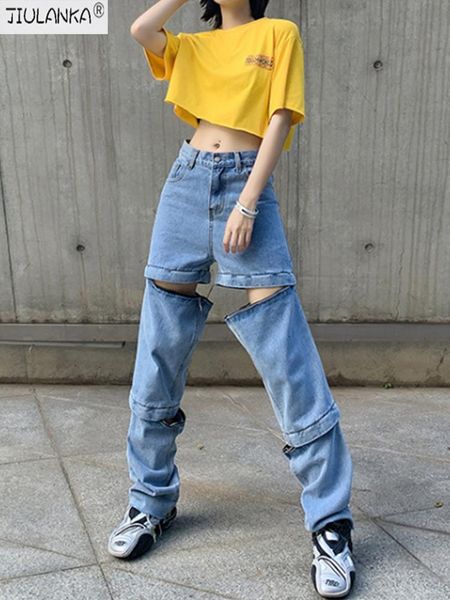 women's jeans woman high waist pants detachable jean women clothing undefined streetwear trousers, Blue
women's jeans woman high waist pants detachable jean women clothing undefined streetwear trousers, Blue