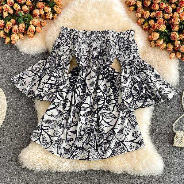 casual dresses woman spring summer dress 2021 off shoulder flared sleeves holiday for women elasticity femme robe, Black;gray
casual dresses woman spring summer dress 2021 off shoulder flared sleeves holiday for women elasticity femme robe, Black;gray