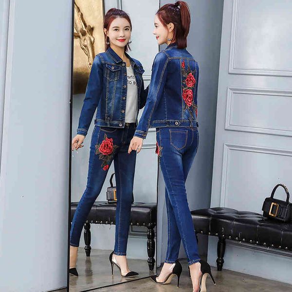 women's jumpsuits & rompers sets denim jacket denim pants slim women jeans length trousers 2pcs suits for pant suits jxti, Black;white
women's jumpsuits & rompers sets denim jacket denim pants slim women jeans length trousers 2pcs suits for pant suits jxti, Black;white
