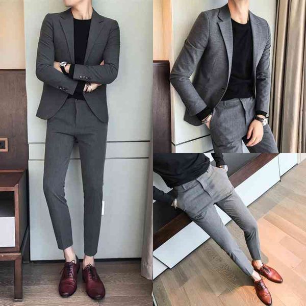 casual summer handsome slim fit trend korean british wedding groom's formal men's suit, White;black
casual summer handsome slim fit trend korean british wedding groom's formal men's suit, White;black
