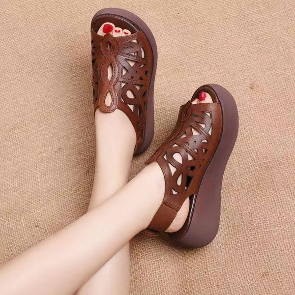 sandals soft leather wedges shoes for women summer 2021 casual female heels wedge sandalias mujer, Black
sandals soft leather wedges shoes for women summer 2021 casual female heels wedge sandalias mujer, Black
