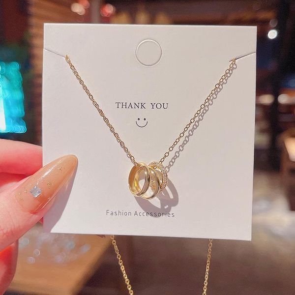 pendant necklaces personality three-circle micro-inlaid titanium steel necklace tide net celebrity fashion clavicle chain jewelry wholesale, Silver
pendant necklaces personality three-circle micro-inlaid titanium steel necklace tide net celebrity fashion clavicle chain jewelry wholesale, Silver