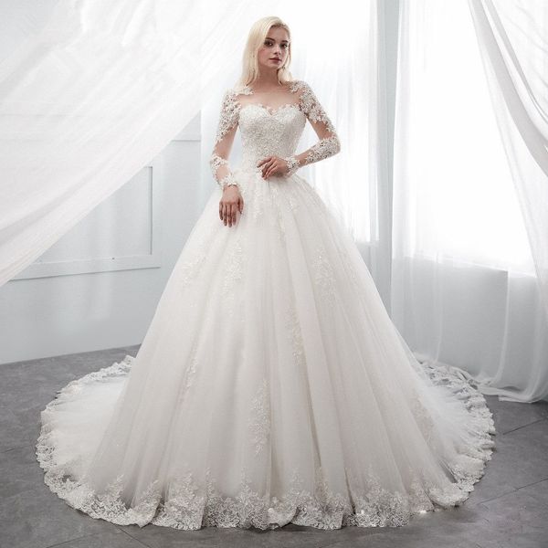 vintage country a line wedding dresses lace long sleeves autumn bridal gowns illusion back plus size ivory tulle robe de mariée 2021, White
vintage country a line wedding dresses lace long sleeves autumn bridal gowns illusion back plus size ivory tulle robe de mariée 2021, White