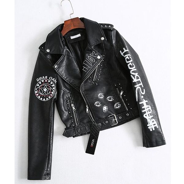 women's leather & faux ly varey lin spring autumn women soft jacket fashion rivets letters print zipper black pu short coat
women's leather & faux ly varey lin spring autumn women soft jacket fashion rivets letters print zipper black pu short coat