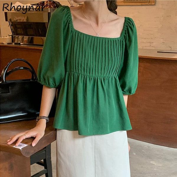 women's blouses & shirts women square collar folds short sleeve solid summer all match girls korean style fashion streetwear vintage c, White
women's blouses & shirts women square collar folds short sleeve solid summer all match girls korean style fashion streetwear vintage c, White