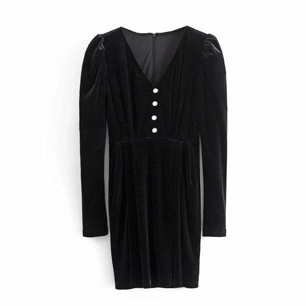 casual dresses 2021 women velvet dress v-neckline long sleeves faux jewelry buttons short for femme robe ropa mujer vestidos, Black;gray
casual dresses 2021 women velvet dress v-neckline long sleeves faux jewelry buttons short for femme robe ropa mujer vestidos, Black;gray