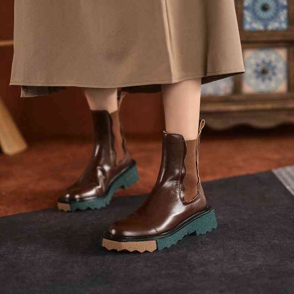 boots 2021 autumn/winter fashion women thick heel two colors retro chelsea cow leather platform flat shoes v0jm, Black
boots 2021 autumn/winter fashion women thick heel two colors retro chelsea cow leather platform flat shoes v0jm, Black