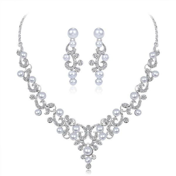 earrings & necklace 2pairs 1set european and american bride set fashion joker inlaid pearl crystal wedding jewelry sets, Silver
earrings & necklace 2pairs 1set european and american bride set fashion joker inlaid pearl crystal wedding jewelry sets, Silver