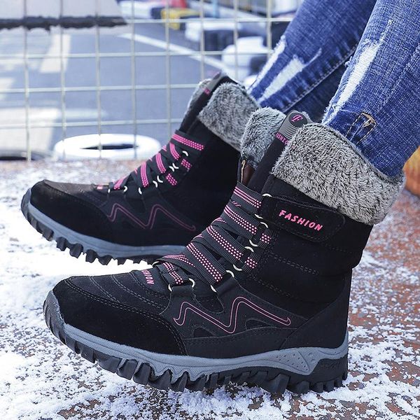 women snow boots fashion lace up waterproof mid-calf winter warm women's flat shoes female botas mujer, Black
women snow boots fashion lace up waterproof mid-calf winter warm women's flat shoes female botas mujer, Black