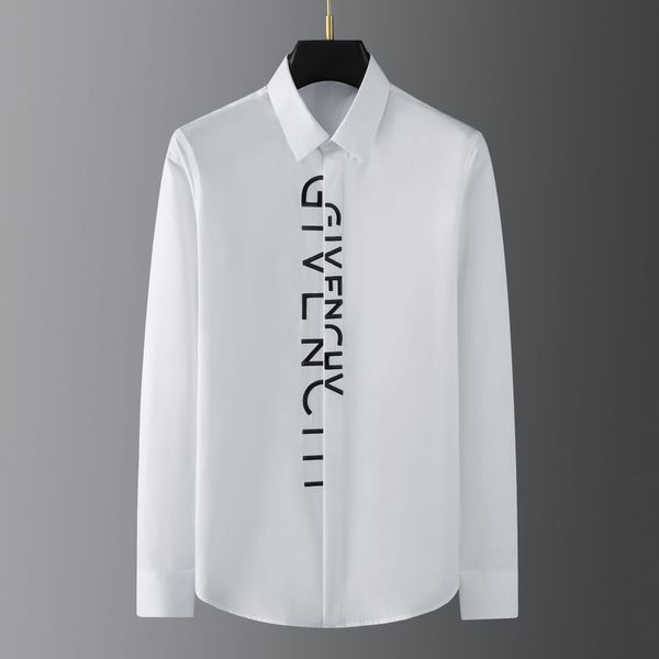 business shirt deluxe and 2021 spring placket ee random letter embroidery end men's long sleeve, White;black
business shirt deluxe and 2021 spring placket ee random letter embroidery end men's long sleeve, White;black