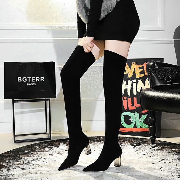 boots over the knee heels flock women fashion pointed toe high heel winter boots ladies shoes, Black
boots over the knee heels flock women fashion pointed toe high heel winter boots ladies shoes, Black