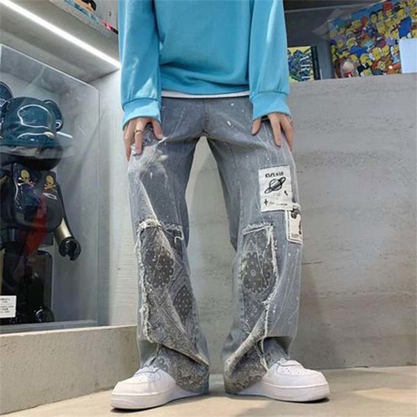 men's jeans calças jeans largas masculinas, calças estilo vintage, urbanas, para homens, harajuku, casual, em linha reta, pernas largas, Blue
men's jeans calças jeans largas masculinas, calças estilo vintage, urbanas, para homens, harajuku, casual, em linha reta, pernas largas, Blue