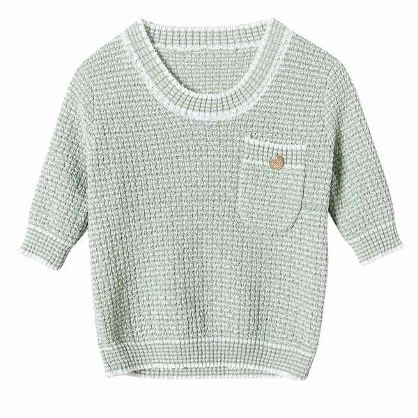 women summer plaid knitting blouses shirts za short sleeve pocket o-neck female casual tunic blusas clothes 210513, White
women summer plaid knitting blouses shirts za short sleeve pocket o-neck female casual tunic blusas clothes 210513, White