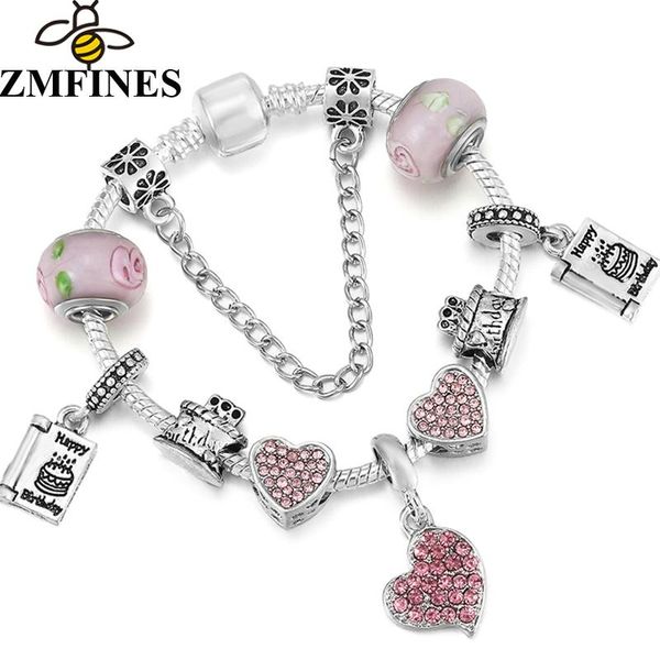 charm bracelets pink birthday cake beads with crystal heart pendant bracelet for women valentine's day jewelry gift pulseras, Golden;silver
charm bracelets pink birthday cake beads with crystal heart pendant bracelet for women valentine's day jewelry gift pulseras, Golden;silver