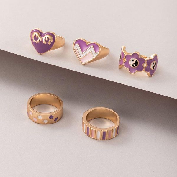 wedding rings 5pcs/set purple star love heart couples for women vintage tai chi flowers geometry ring set jewelry 20802, Slivery;golden
wedding rings 5pcs/set purple star love heart couples for women vintage tai chi flowers geometry ring set jewelry 20802, Slivery;golden