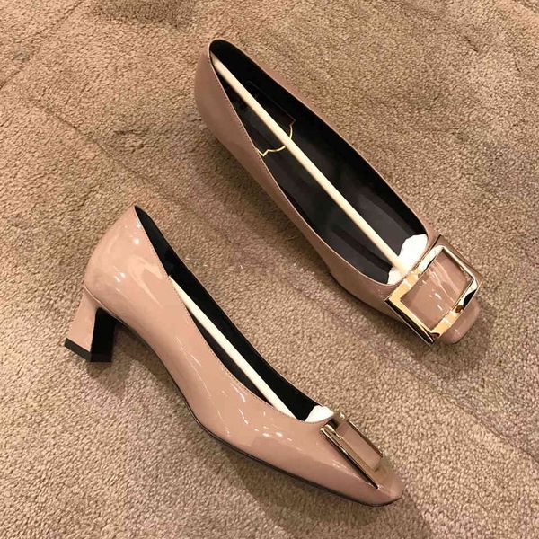 dress shoes versatile women's shoes, thick heel shoes made of varnished leather with square buckle pwtl, Black
dress shoes versatile women's shoes, thick heel shoes made of varnished leather with square buckle pwtl, Black