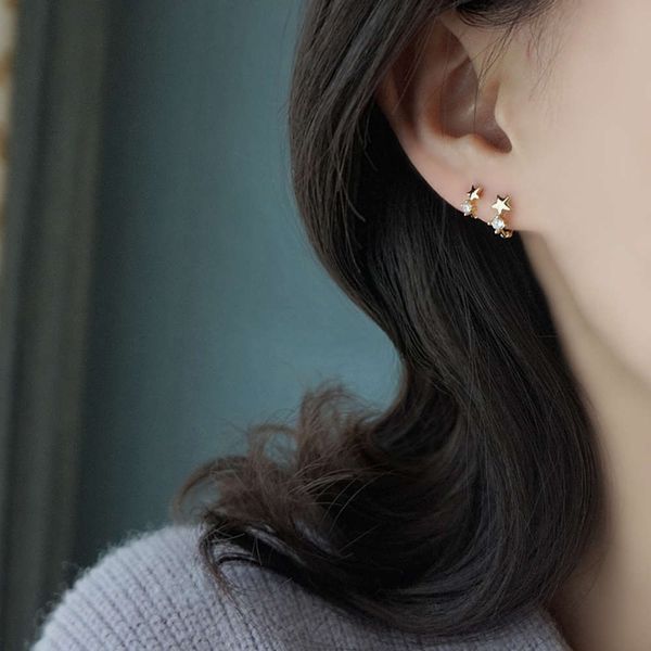 s925 sterling silver exquisite mini zircon five pointed nail star water drill female small earbone ring earring, Black
s925 sterling silver exquisite mini zircon five pointed nail star water drill female small earbone ring earring, Black