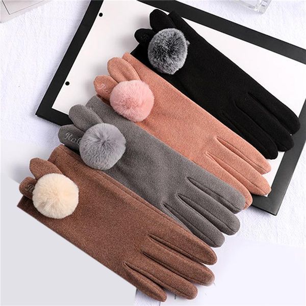 five fingers gloves for female winter plus velvet thickened warm wool driving korean rex fur ball touch screen student cycling, Blue;gray
five fingers gloves for female winter plus velvet thickened warm wool driving korean rex fur ball touch screen student cycling, Blue;gray