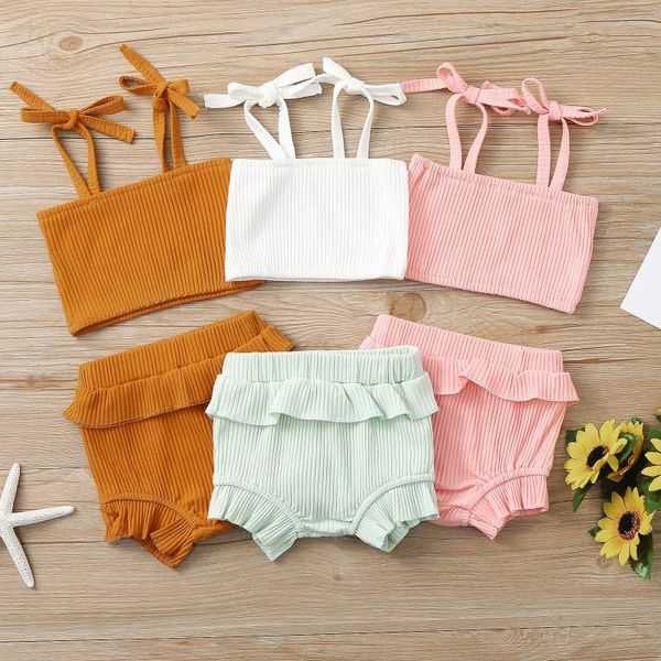 0-24m rompertjes baby clothes toddler girls solid ribbed strapless sleeveless tee ruffles shorts kids jumpsuit outfits 5* clothing sets, White
0-24m rompertjes baby clothes toddler girls solid ribbed strapless sleeveless tee ruffles shorts kids jumpsuit outfits 5* clothing sets, White
