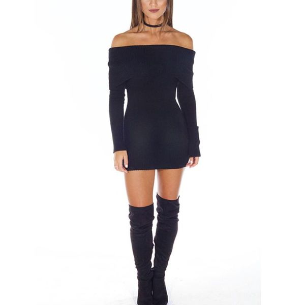 casual dresses off shoulder vintage dress women autumn winter knitted elastic sweater slim club pary mt1930, Black;gray
casual dresses off shoulder vintage dress women autumn winter knitted elastic sweater slim club pary mt1930, Black;gray