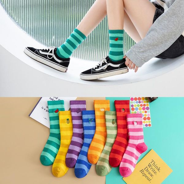 pieces = 5 pairs women socks cotton striped style for autumn and winter fashion embroidery fruit & hosiery, Black;white
pieces = 5 pairs women socks cotton striped style for autumn and winter fashion embroidery fruit & hosiery, Black;white