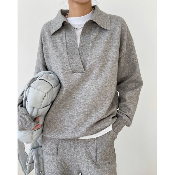 women's sweaters spring 2021 new v-shaped polo collar woman solid color loose long sleeve women knitted chic fashion pgxi, White;black
women's sweaters spring 2021 new v-shaped polo collar woman solid color loose long sleeve women knitted chic fashion pgxi, White;black