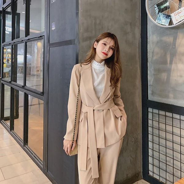 women's suits & blazers autumn winter women lace up pant suit notched blazer jacket office wear female sets, White;black
women's suits & blazers autumn winter women lace up pant suit notched blazer jacket office wear female sets, White;black
