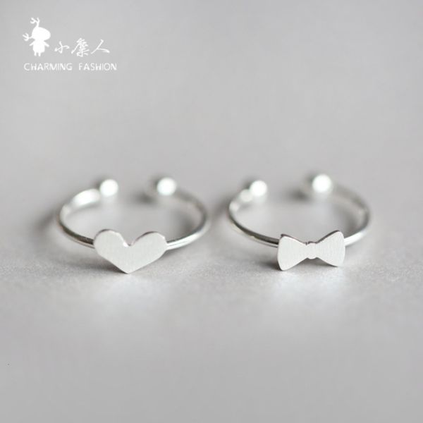 925 silver japanese and korean lovely open joint tail ring simple love bow female, Black
925 silver japanese and korean lovely open joint tail ring simple love bow female, Black