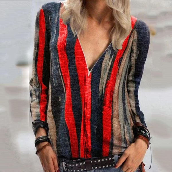 women's t-shirt casual women tie dye striped t shirt spring autumn long sleeve v-neck zipper ladies loose t-shirts tees plus size, White
women's t-shirt casual women tie dye striped t shirt spring autumn long sleeve v-neck zipper ladies loose t-shirts tees plus size, White