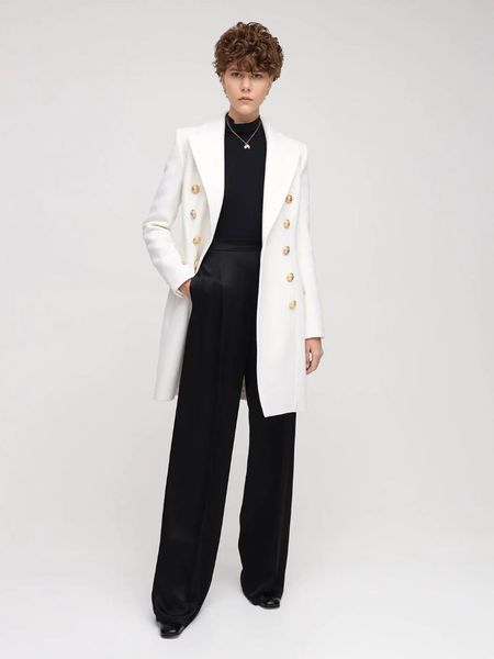 women's wool & blends 2021 autumn winter handsome european american temperament military uniform double-breasted slim mid-length white, Black
women's wool & blends 2021 autumn winter handsome european american temperament military uniform double-breasted slim mid-length white, Black